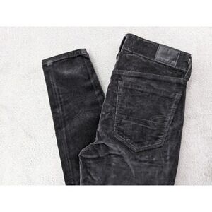 American Eagle Corduroy Pants Women's Size 2 Long Black Hi-Rise Jegging Stretch